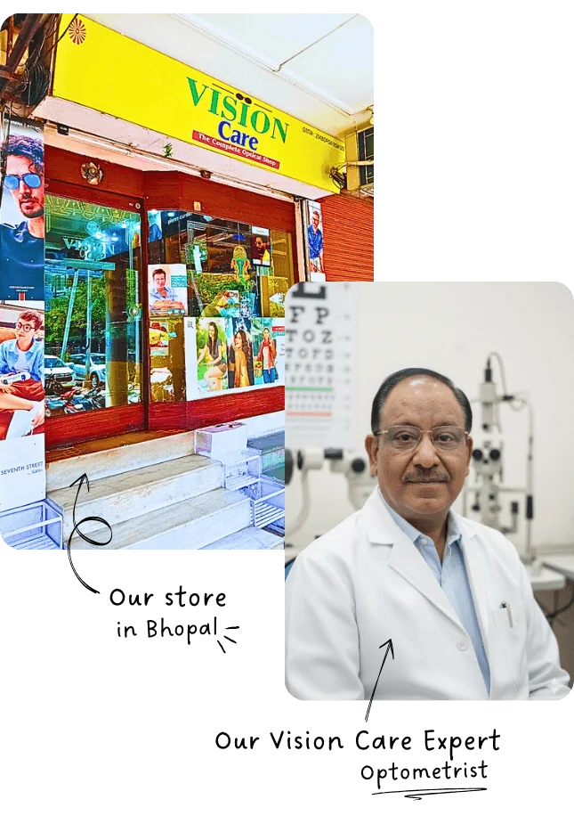 Optometrist Amit Gupta inside Vision care- Complete optical shop, a trusted optical store in Bhopal, India, offering comprehensive eye care services with 33 years of excellence.