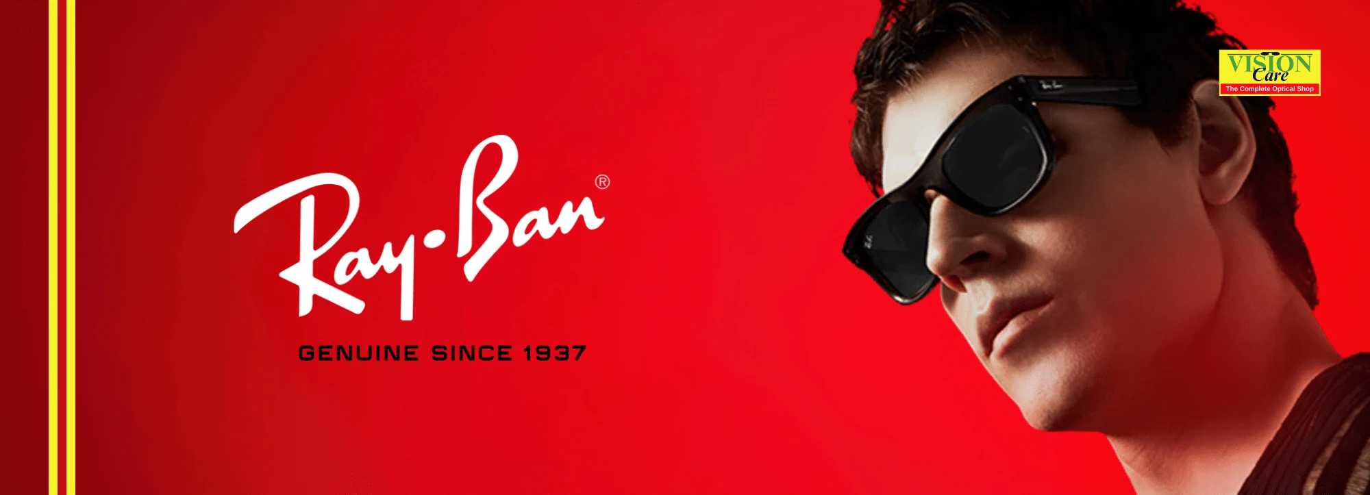 Ray Ban advertisement banner at Vision Care Optical store