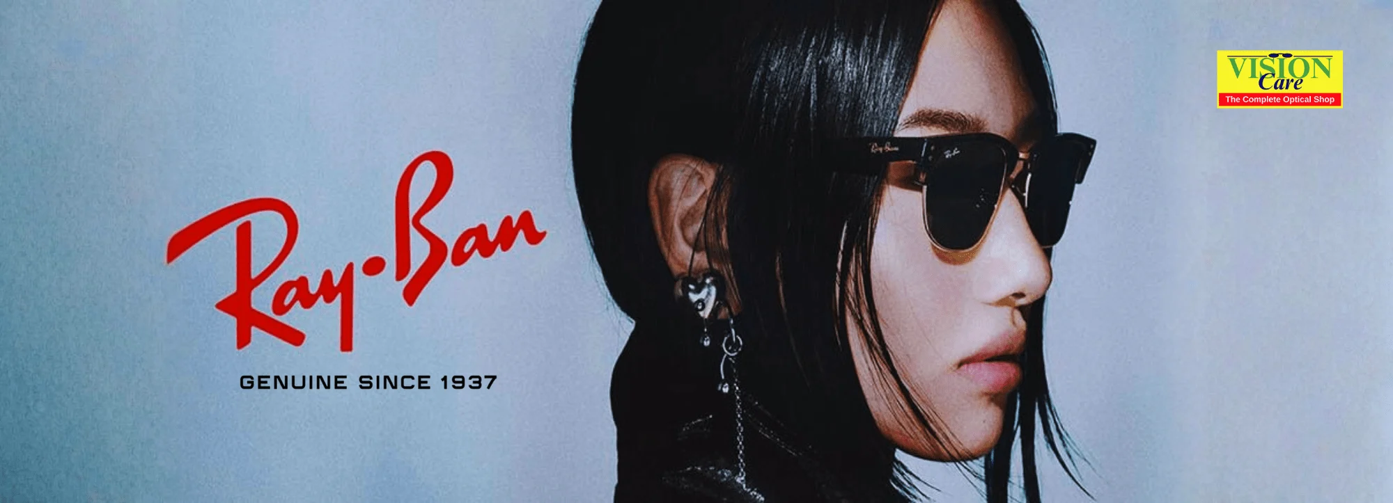 RayBan advertisement banner at Vision Care Optical store